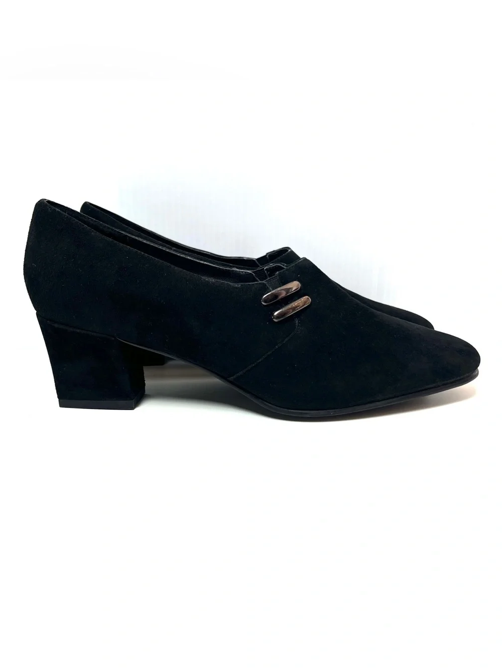 Karen Scott Riley Black Suede Leather Square Toe Block Heel Pumps Size 10M